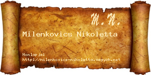 Milenkovics Nikoletta névjegykártya